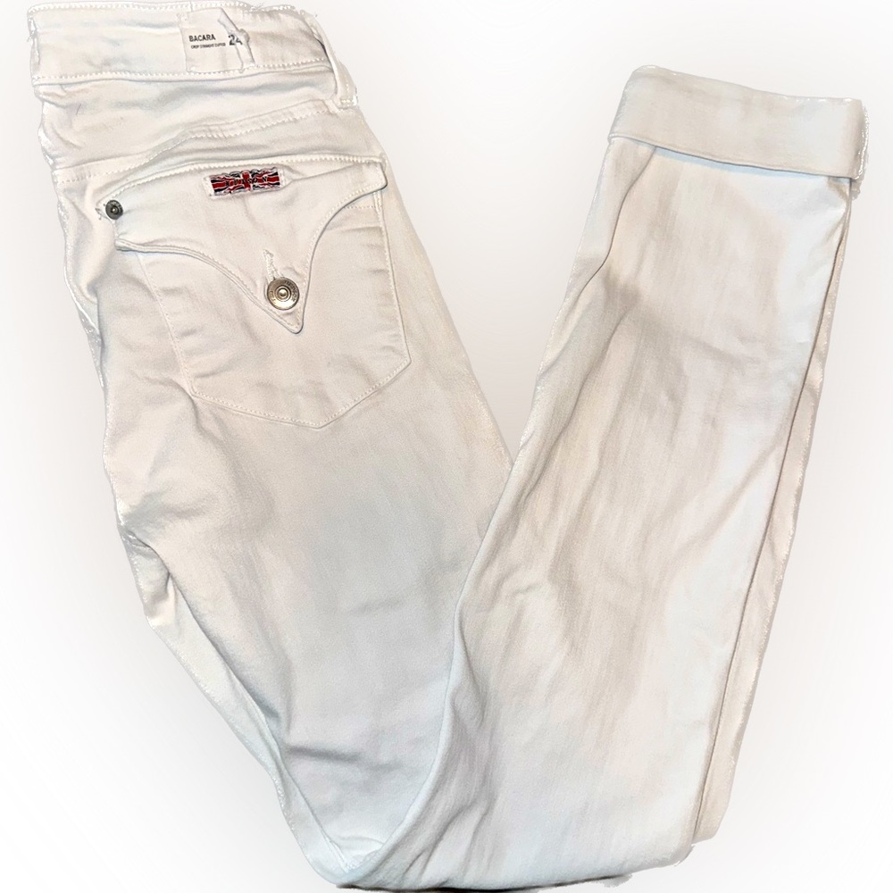 Hudson Bacara White Cropped Straight Cuffed Denim